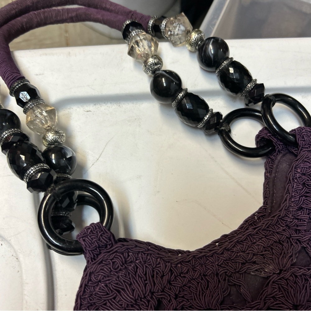 Cappelli Straworld Deep Purple Crochet Tote - Picture 3 of 5